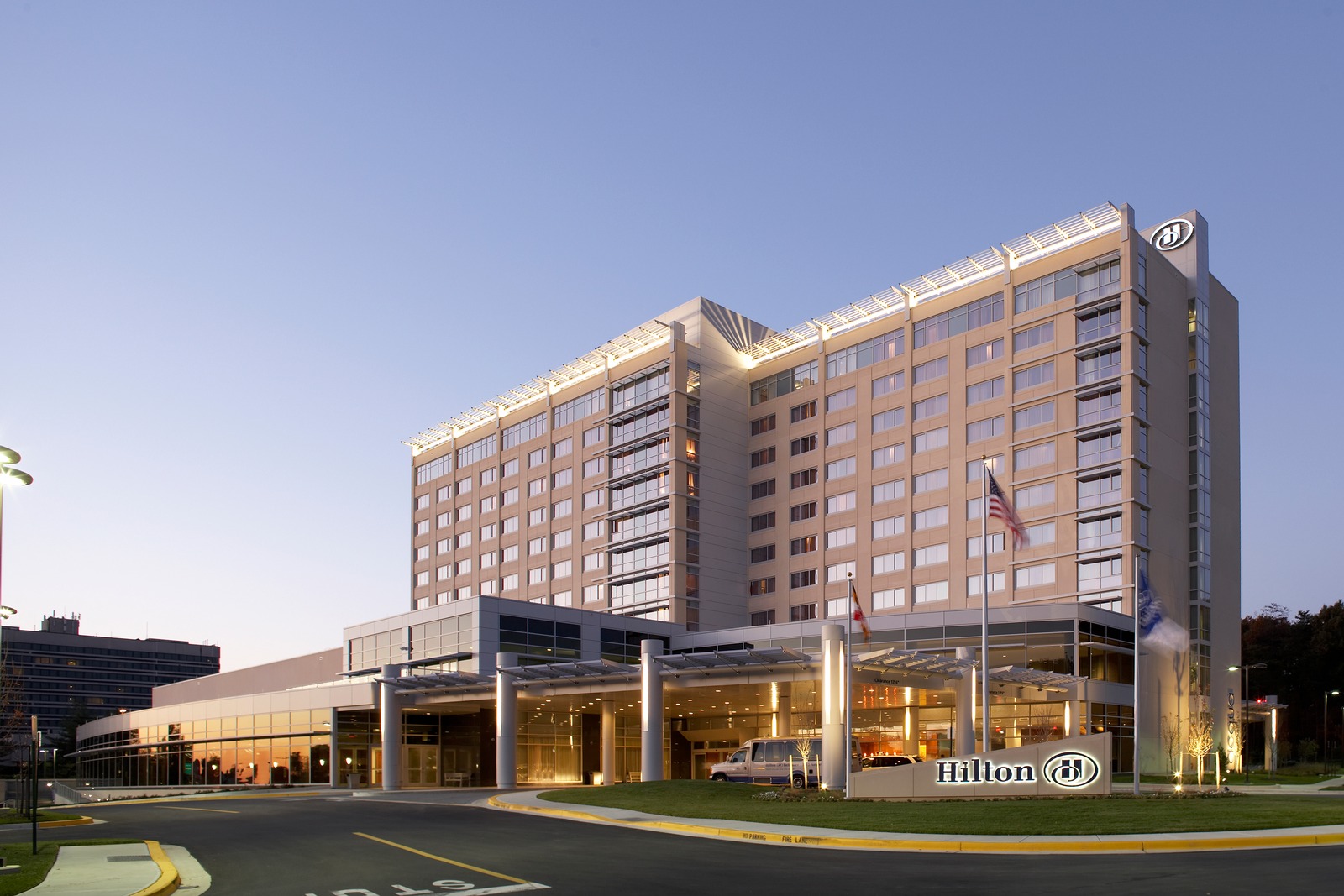 Hilton BWI Airport - The BWI Hilton is adjacent to the Baltimore International Airport, and offers a complimentary shuttle to the airport as well as anything within a 3 mile radius of the hotel.